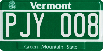 VT license plate PJY008