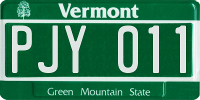VT license plate PJY011