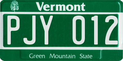 VT license plate PJY012