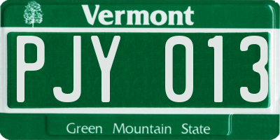 VT license plate PJY013