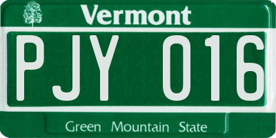 VT license plate PJY016