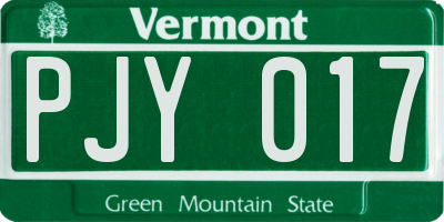VT license plate PJY017