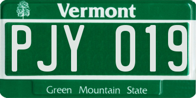 VT license plate PJY019