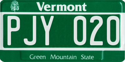 VT license plate PJY020
