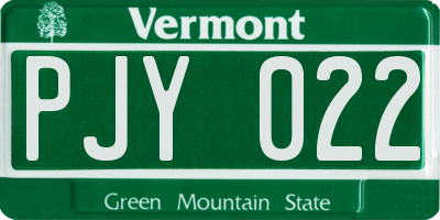 VT license plate PJY022
