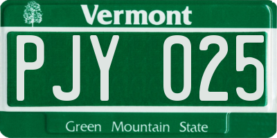 VT license plate PJY025