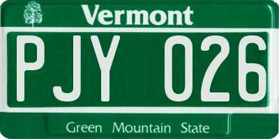 VT license plate PJY026