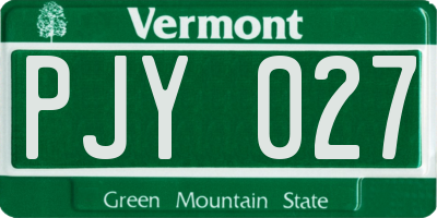 VT license plate PJY027