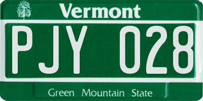 VT license plate PJY028