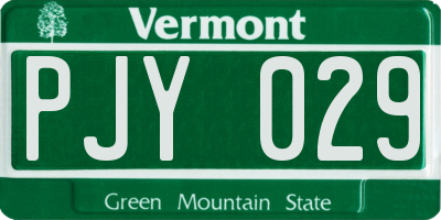 VT license plate PJY029