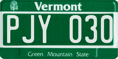 VT license plate PJY030