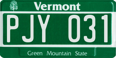 VT license plate PJY031
