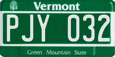 VT license plate PJY032