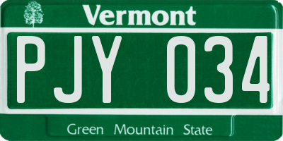 VT license plate PJY034