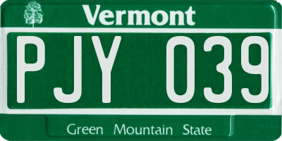 VT license plate PJY039