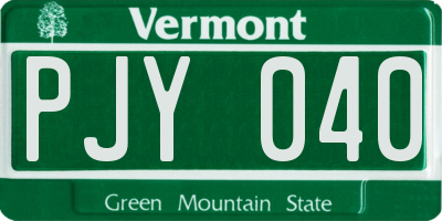 VT license plate PJY040