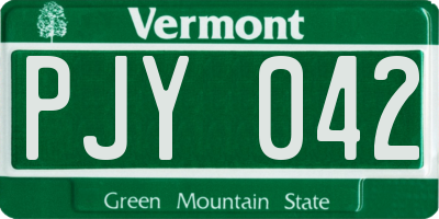 VT license plate PJY042