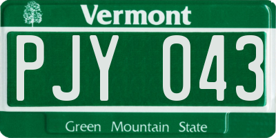 VT license plate PJY043