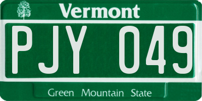 VT license plate PJY049