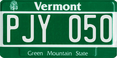 VT license plate PJY050