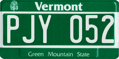 VT license plate PJY052