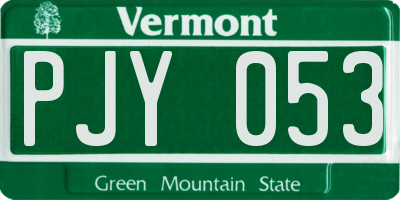 VT license plate PJY053