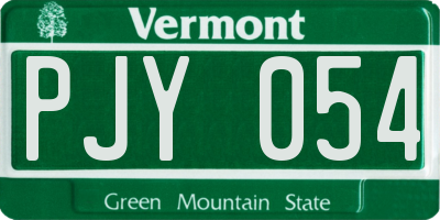 VT license plate PJY054