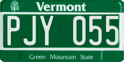 VT license plate PJY055