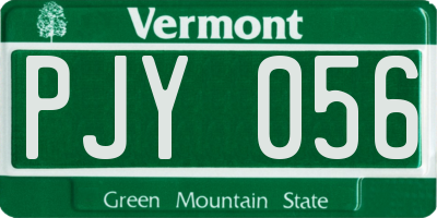 VT license plate PJY056