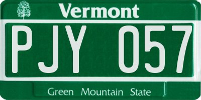 VT license plate PJY057