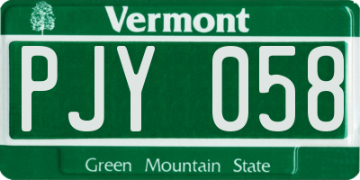 VT license plate PJY058