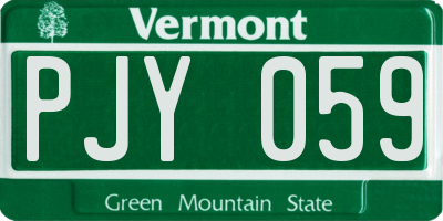 VT license plate PJY059