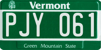 VT license plate PJY061
