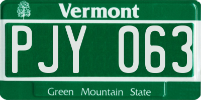 VT license plate PJY063