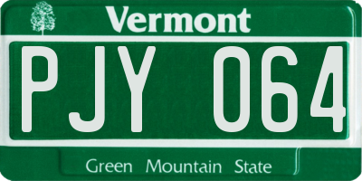 VT license plate PJY064