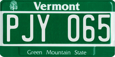 VT license plate PJY065