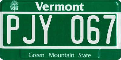 VT license plate PJY067