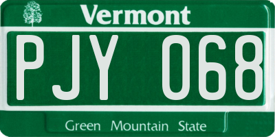 VT license plate PJY068