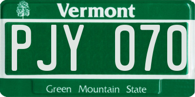 VT license plate PJY070