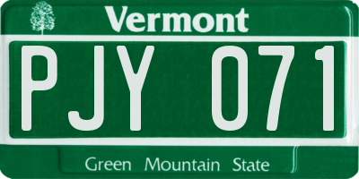 VT license plate PJY071