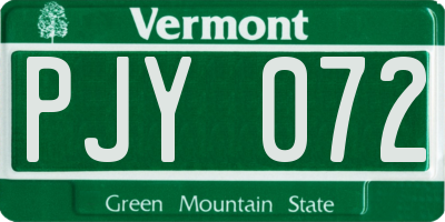 VT license plate PJY072