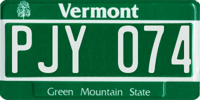 VT license plate PJY074