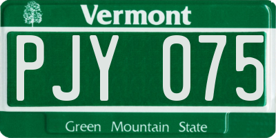 VT license plate PJY075