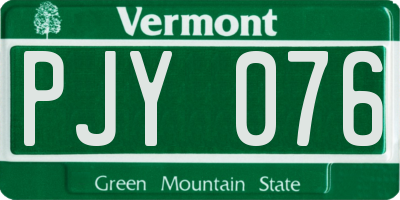 VT license plate PJY076