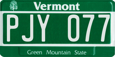 VT license plate PJY077
