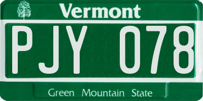 VT license plate PJY078
