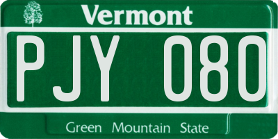 VT license plate PJY080