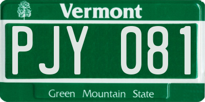 VT license plate PJY081