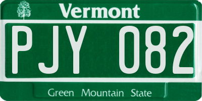 VT license plate PJY082