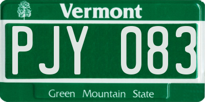 VT license plate PJY083